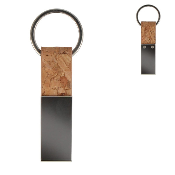 Sleutelhanger rechthoekig kurk & metaal