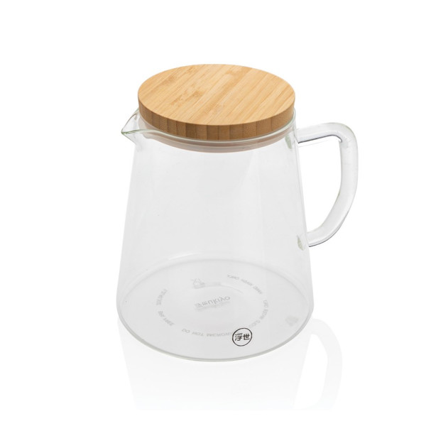 Ukiyo borosilicaatglazen karaf met bamboe deksel 1,2L