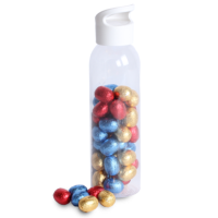 Drinkfles gevuld met eitjes inclusief logo in 1 kleur / 450gr eitjes gemengd