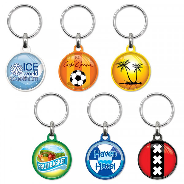 Plastic sleutelhanger Lucky, rond met doming