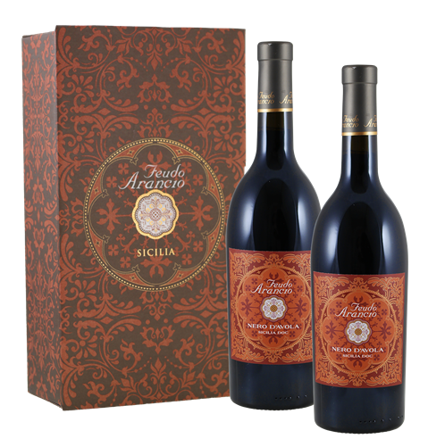 Feudo Arancio Nero d'Avola, 2 flessen in geschenkverpakking